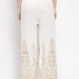 Clora Creation Women Pack Of 2 White & Red Floral Printed Knitted Ethnic Palazzos image 3