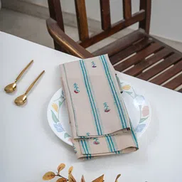 ratan cart TARAN LIVING Blue & Beige 6 Pieces Striped Table Napkins image 2