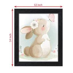nest ART Brown & White Beautiful Rabbit Painted Framed Wall Art image 5
