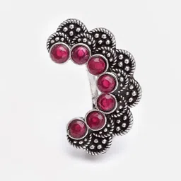 Moedbuille Set Of 5 Silver-Plated Crystals Studded Oxidised Nosepins image 5
