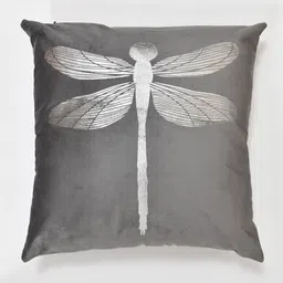 Clasiko Grey & Silver-Toned Set of 3 Butterfly Velvet Square Cushion Covers image 2