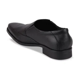 FAUSTO Men Black Solid Plus Size Genuine Leather Formal Slip-Ons image 3