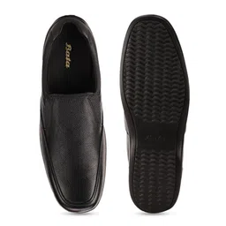 Bata Men Black Solid Leather Formal Slip-Ons image 2