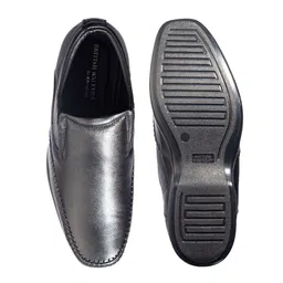 Khadims Men Black Solid Leather British Walkers Formal Slip-Ons image 4