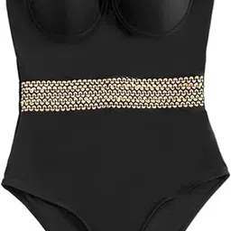 golkipar(label) Women's Swimmingsuit Set, Contrast One Piece Swimsuit, Crop Top Bathing Suit with High Waisted Bottoms image 1
