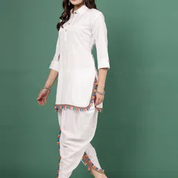 Clora Creation Embellished Shirt Collar Tunic With Dhoti Pants Co-Ords image 5