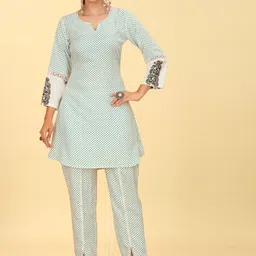 CHANSI Geometric Printed A-Line Kurta With Trouser-picture-39