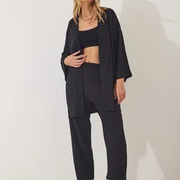 Happiness istanbul Front Open Shrug With Trouser-image-75