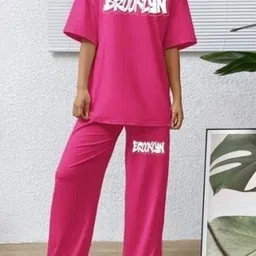 My Swag Printed Round Neck T-Shirt With Trousers Co-Ords-picture-34