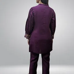 Varanga Floral Embroidered Mandarin Collar Tunic With Trouser image 3