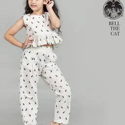 STORY TAILOR Printed Pure Cotton Crop Top With Trousers image 3