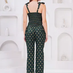 KALINI Ethnic Motifs Printed V Neck Casual Top & Trousers image 2