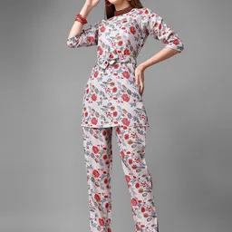 KALINI Floral Printed Linen Tunic & Trouser image 5