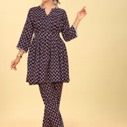 CHANSI Floral Printed A-Line Kurta & Trousers image 5