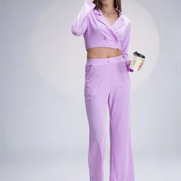 WESTHOOD Lapel Collar Long Sleeves Top & Trouser image 4