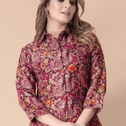 Ekta Textiles Floral Printed Shirt Collar Tunic With Trouser image 4