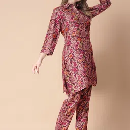 Ekta Textiles Floral Printed Shirt Collar Tunic With Trouser image 2