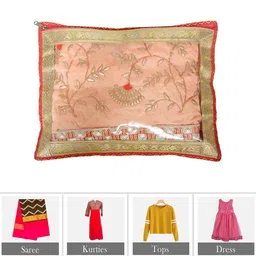 Kuber Industries Pink & Gold Toned 12 Pieces Saree Cover Organizers image 5