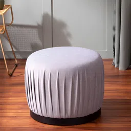 nestroots Grey Wooden Pouf Ottomans-image-1