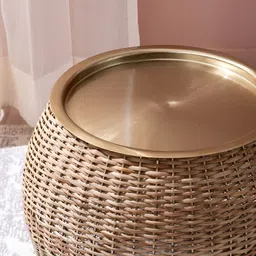 nestroots Opulnet Metal Textured Ottoman image 3