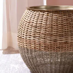 nestroots Opulnet Metal Textured Ottoman image 4