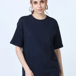 SILISOUL Women Solid Bio Finish Premium Pure Cotton Boyfriend Fit T-Shirt-image-5
