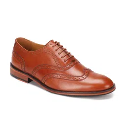 Churchill & Company Men Tan Brown Solid Leather Formal Oxfords-picture-21