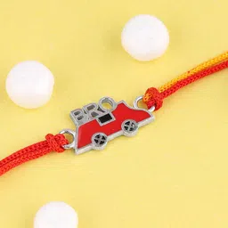 GIVA Boys 925 Sterling Silver Car-Shaped & BRO Word Rhodium-Plated Rakhi with Roli Chawal-image-31