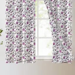 Trance Home Linen White & Pink 2 Pcs Printed Room Darkening Pure Cotton Window Curtains-picture-25