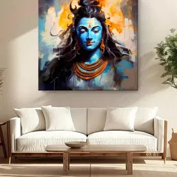 999Store Blue & Orange Abstract Shiva Canvas Religious Wall Painting-picture-37