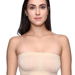 ComfyStyle Pack Of 3 Wire Free Non Padded Stretchable Bra- P3_TUBE_BEI_BLA_WHI_28-Multi image 5