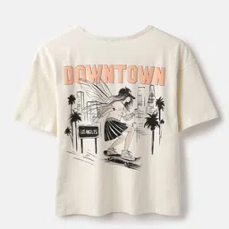 United Colors of Benetton Girls Graphic Printed Round Neck Pure Cotton T-shirt image 3