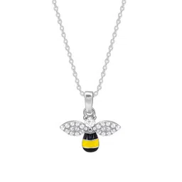GIVA Kid's 925 Silver Rhodium-Plated Cubic Zirconia Studded Pendant with Chain image 5