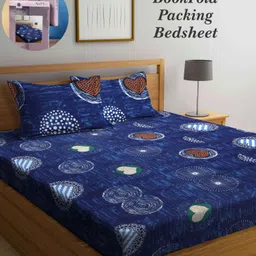 Arrabi Bookfold Blue Graphic Printed 300 TC King Bedsheet & Pillow Covers-picture-32