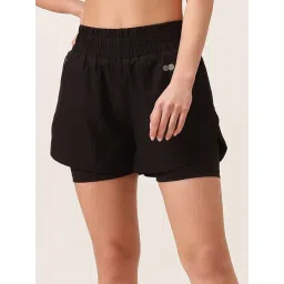 Clovia Women Black Solid Shorts image 2