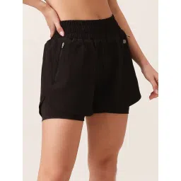 Clovia Women Black Solid Shorts image 4