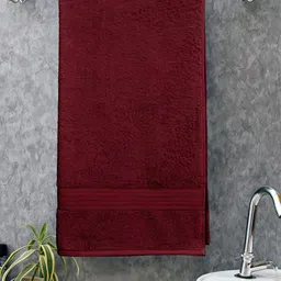 Home Fresh Tulip Maroon Self-Designed 450 GSM Pure Cotton Bath Towel-image-99