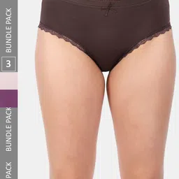 Amour Secret Women Pack Of 3 Mid Rise Anti-Bacterial Hipster Briefs-picture-16