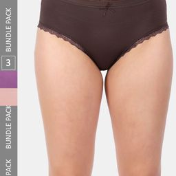 Amour Secret Women Pack Of 3 Mid Rise Anti-Bacterial Hipster Briefs-picture-23
