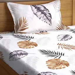 FABINALIV Floral 300 TC Cotton 1 Single Bedsheet with 1 Pillow Cover image 4