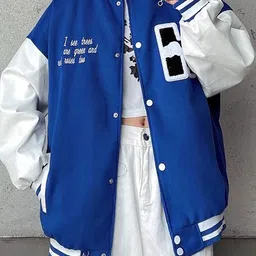 JC Mode Women Stand Collar Typography Printed Casual Varsity Jacket image 5