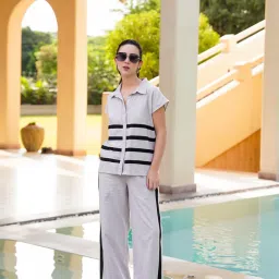 SAY Cream Pure Cotton Collar Neck Shirt & Pyjama-image-75