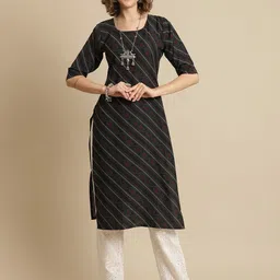 7threads KALINI Pack Of 2 Ethnic Motifs Printed Straight Crepe Kurtas image 2