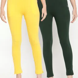 TAG 7 Pack of 2 Green & Yellow Ankle-Length Leggings-image-93