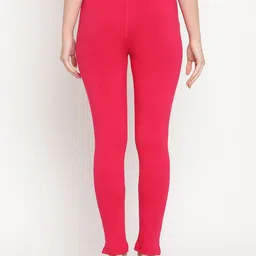 TAG 7 Women Set Of 2 Solid Fuchsia & Green Leggings image 4