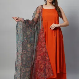 InWeave Blue & Pink Printed Organza Dupatta-picture-25