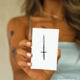 SIMPLY INKED Mythical Sword Temporary Tattoo, Designer Tattoo for Girls Boys Men Women waterproof Sticker Size: 2.5 X 4 inch 1pc. l Black l 2g image 3