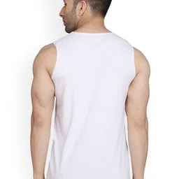 SLOWLORIS Pack Of 2 Printed Gym Innerwear Vests SL26 (WHITE KEEP) (PEACOCK ADV) image 4