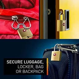 universal buyer Universal BUYERPack of 2-Small Brass Lock TSA Approved with Keys,International Locks for Luggage Bag Travelling Locks Padlock(Gold) image 5