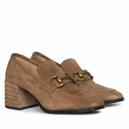 Saint G Womens Taupe Suede Leather Loafers-image-71